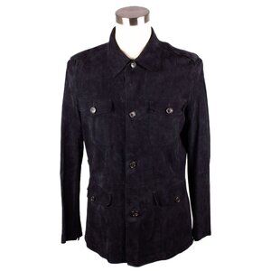 PRADA dark navy suede leather luxury jacket